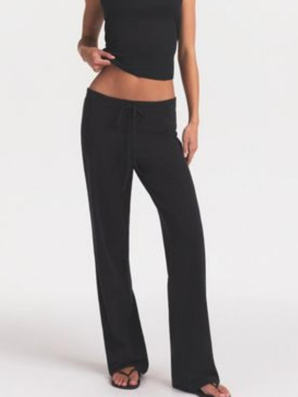 SKIMS NWT Cotton Jersey Straight Leg Pants Size MEDIUM Soot Color